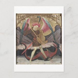 St Michael Vanquishing Evil, c.1480 (tempera on pa Vykort