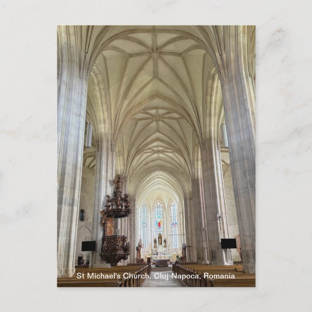 St. Michael's Church, Cluj-Napoca, Rumänien, på en Helg Vykort (Framsida)