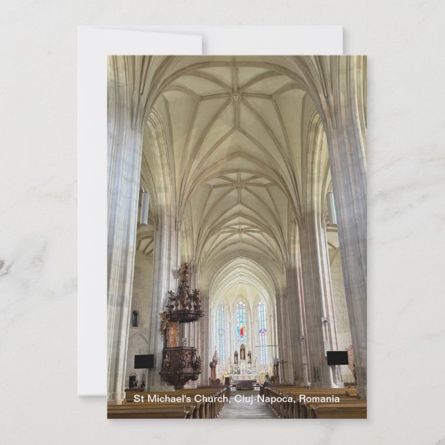 St. Michael's Church, Cluj-Napoca, Rumänien, på en Julkort (Framsida)