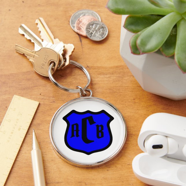 St. Michaels sköld med monogram Rund Silverfärgad Nyckelring (Skrivbord)
