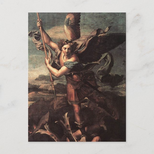 St Micheal och Djävulen Vykort (Framsida)