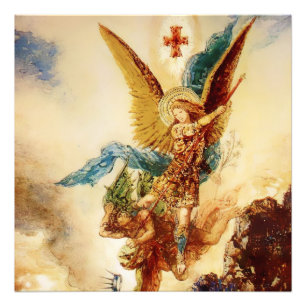 ’St Micheal Vanquishing Satan’ av Gustave Moreau Fototryck