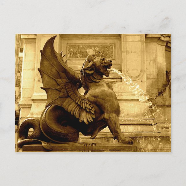 St. Michel Fontän - Paris, Frankrike-vykort Vykort (Framsida)