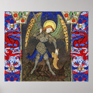 St. Mikael Ärkeängel med Djävul, Röda Drakar Poster