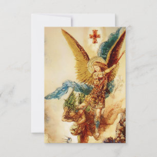 “St Mikael övervinner Satan” av Gustave Moreau Tack Kort