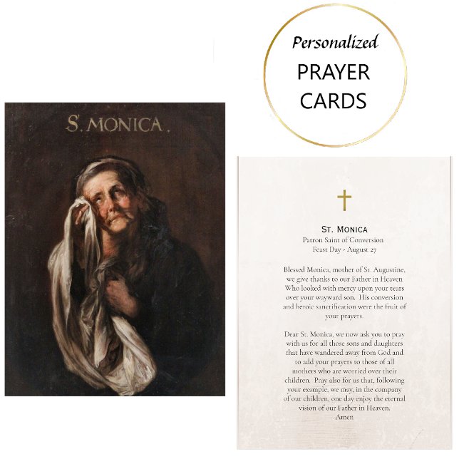St. Monica Roman Catholic Prayer Card Placeringskort (Skapare uppladdad)