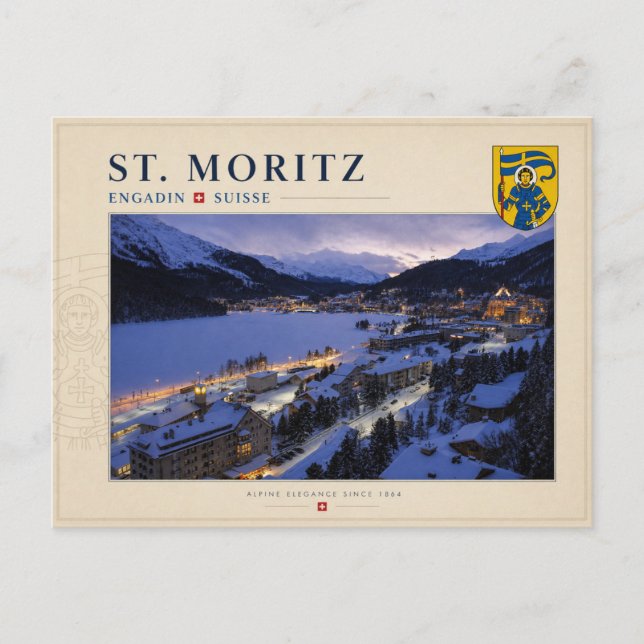 St. Moritz, Engadin - Schweiz Vykort (Framsida)