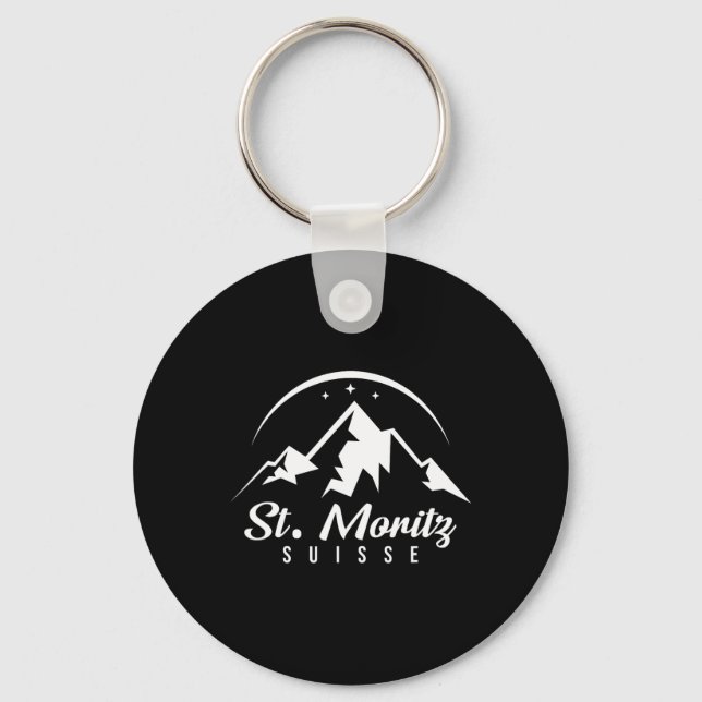 St. Moritz Schweiz Ski Resort Skiing Snowboard Nyckelring (Framsida)