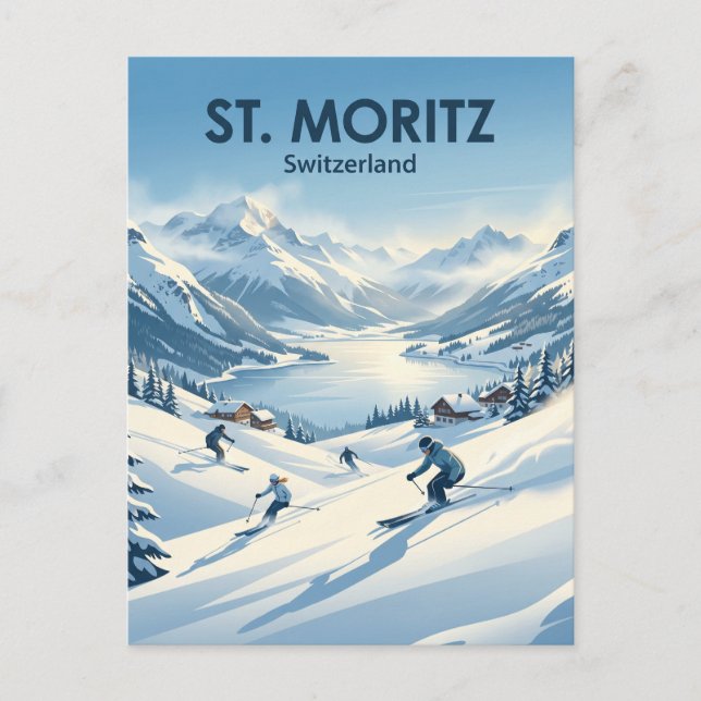 St. Moritz Schweiz Vykort (Framsida)