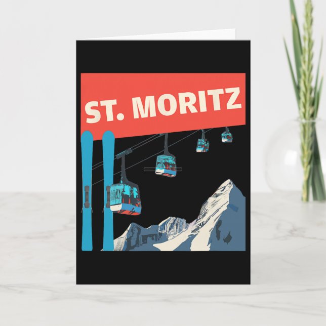 St. Moritz skidåkning - Retro St. Moritz skidåknin Kort (Framsida)