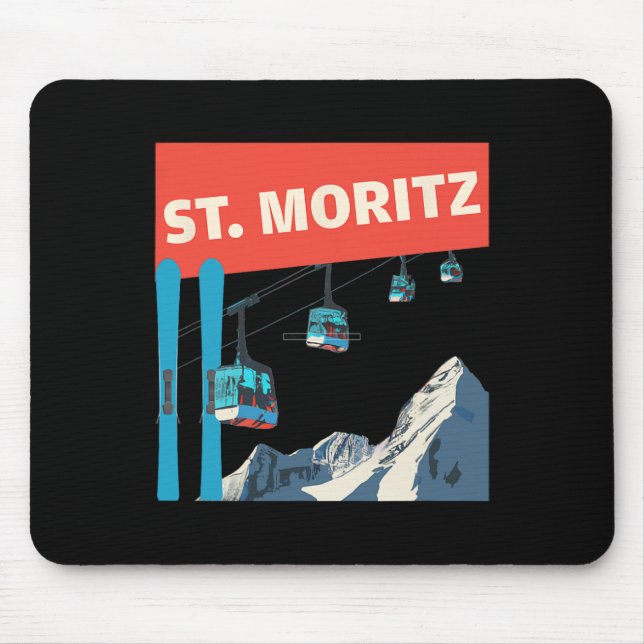 St. Moritz skidåkning - Retro St. Moritz skidåknin Musmatta (Framsidan)