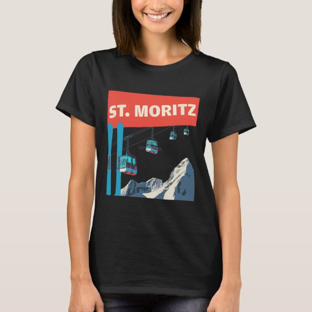 St. Moritz skidåkning - Retro St. Moritz skidåknin T Shirt (Framsida)