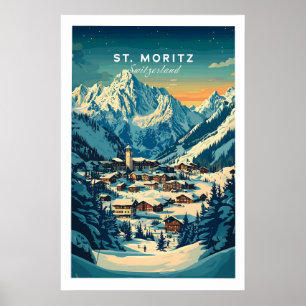 St Moritz skidposter - Schweiz 1 Poster