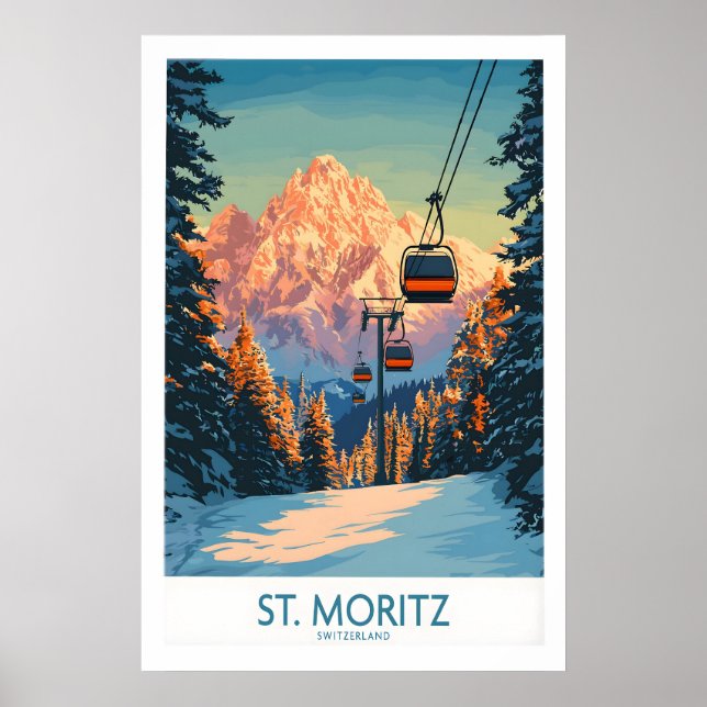 St Moritz skidtryck - Schweiz 1 Poster (Framsidan)