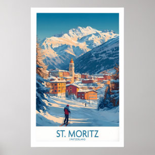St Moritz Väggkonst Skidposter 1