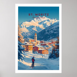 St Moritz Väggkonst Skidtryck 1