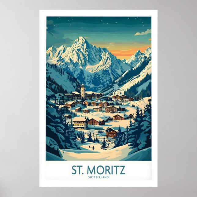 St Moritz Väggkonsttryck - Schweiz 1 Poster (Framsidan)