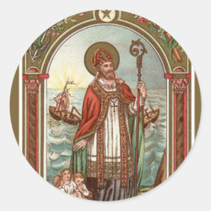 St Nicholas av den Myra biskopen Runt Klistermärke