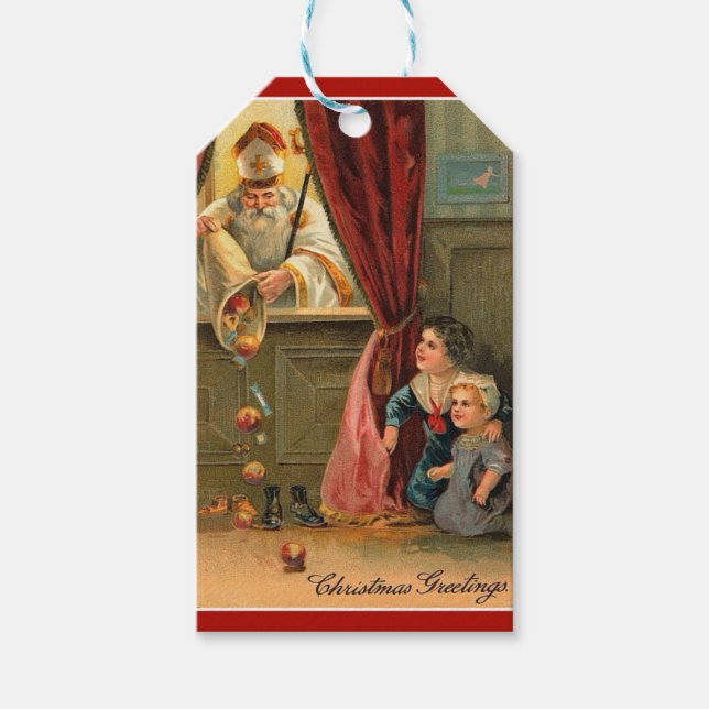 St. Nicholas Children Fruit Leksak Jul Presentetikett (Framsidan)