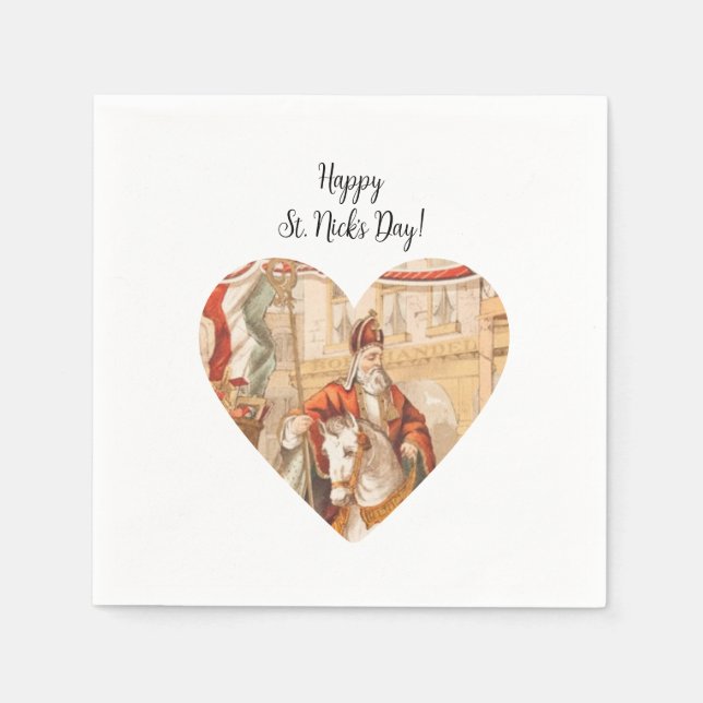 St. Nicholas Heart Sinterklaas St. Nick's Day Pappersservett (Framsidan)
