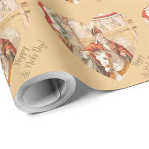 St. Nicholas Hearts Sinterklaas St. Nick's Day Wra Presentpapper