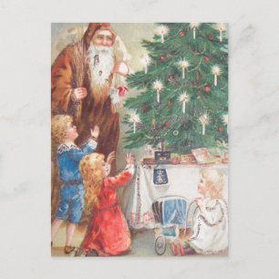 St. Nicholas i Brown Kostym med barn Vykort