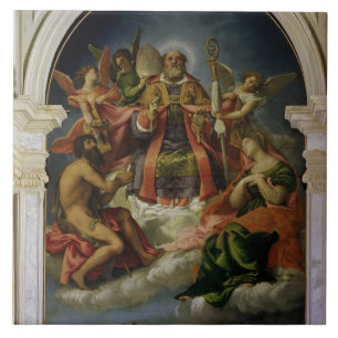 St Nicholas i härlighet med Saints Kakelplatta