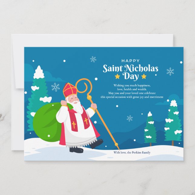 St. Nicholas in Snö Greeting Card Julkort (Framsida)