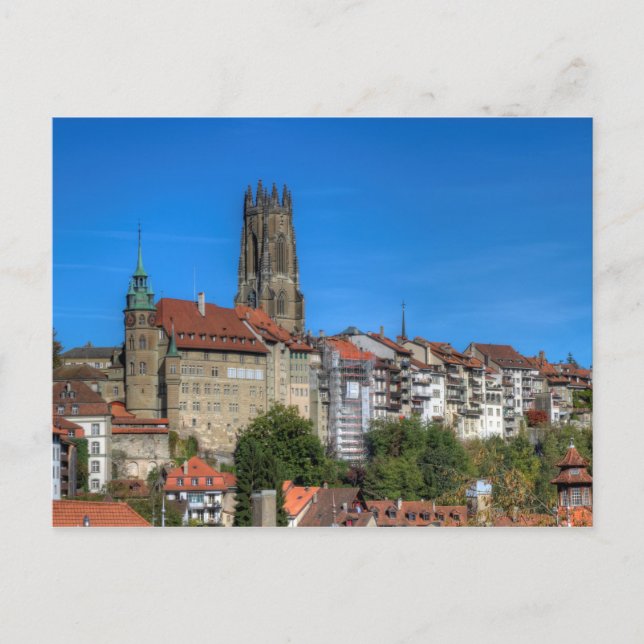 St. Nicholas-katedralen i Fribourg, Schweiz Vykort (Framsida)