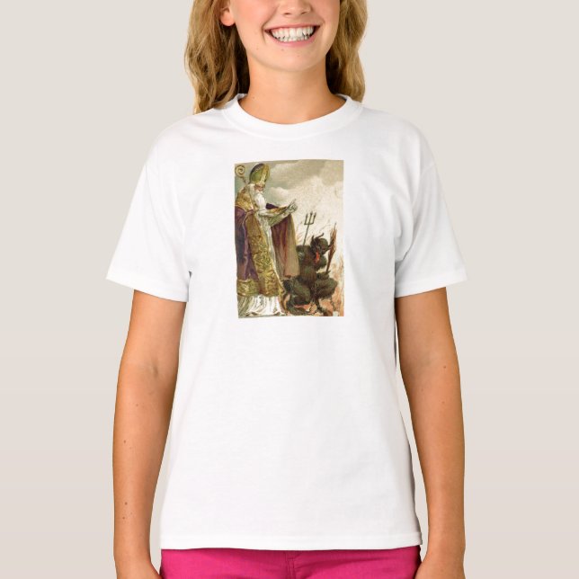 St Nicholas Krampus högaffelpräst T Shirt (Framsida)