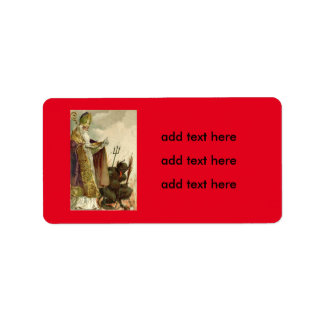 St Nicholas Krampus Pitchfork Priest Adressetikett