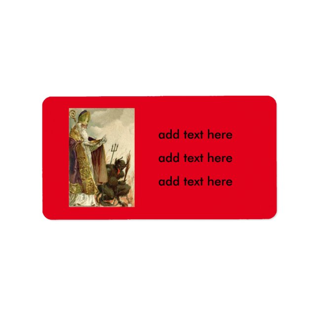 St Nicholas Krampus Pitchfork Priest Adressetikett (Framsidan)