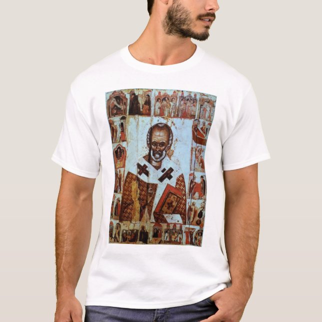 St Nicholas med platser från hans liv Tee Shirt (Framsida)
