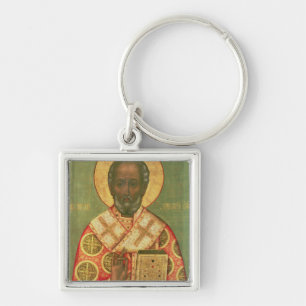 St Nicholas Moscow skolar Fyrkantig Silverfärgad Nyckelring