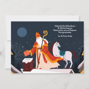 St. Nicholas och hans kort för hälsning av hästar