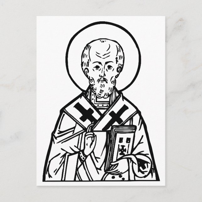 St. Nicholas of Myra Byzantine Orthodox Icon Vykort (Framsida)