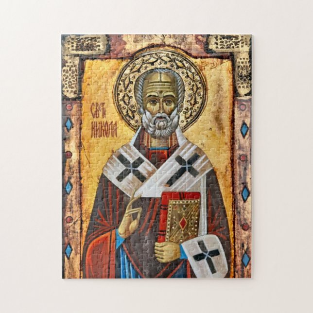 St. Nicholas Östra Ortodox Christian Icon Pussel (Vertikal)