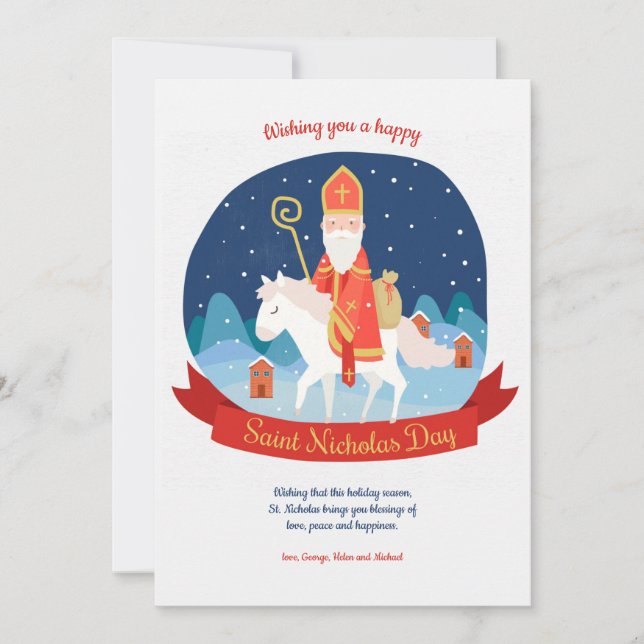 St. Nicholas på ett kort för hästhälsning (Framsida)