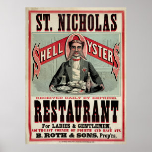 St. Nicholas Restaurant, Cincinnati, Vintage annon Poster