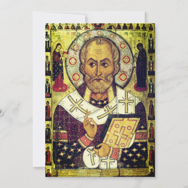St. Nicholas Russian icon Tack Kort (Framsida)