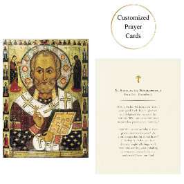 St Nicholas the Wonderworking Orthodox Prayer Card Placeringskort