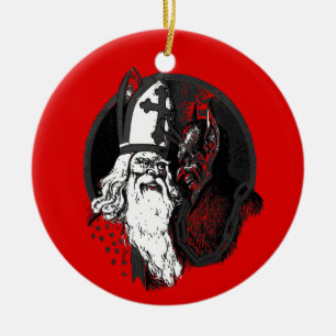 st nick krampus julgransprydnad keramik
