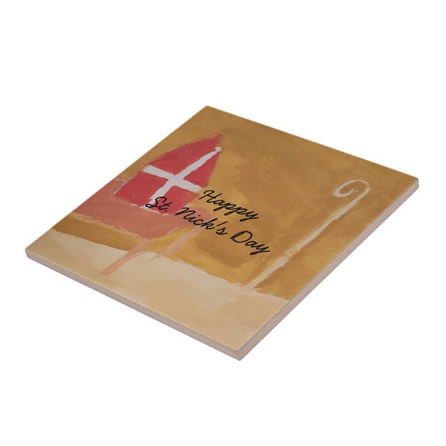 St. Nick's Day Dutch Sinterklaas Watercolor Miter Kakelplatta (Sidan)