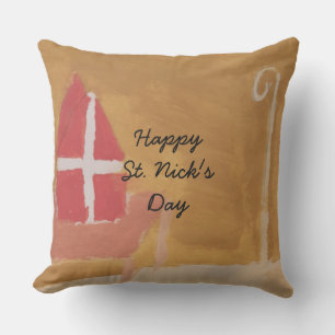 St. Nick's Day Dutch Sinterklaas Watercolor Miter Kudde