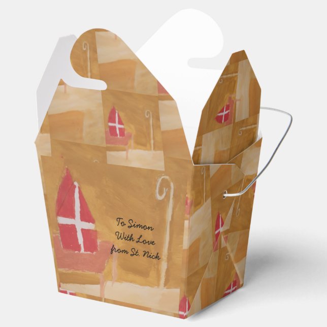 St. Nick's Day Dutch Sinterklaas Watercolor Miter Presentaskar (Öppnad)