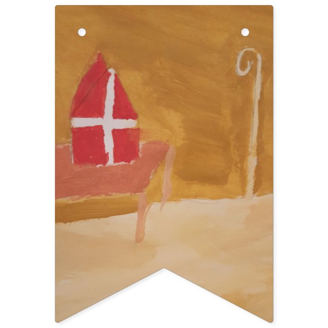 St. Nick's Day Dutch Sinterklaas Watercolor Miter Vimplar (Första flaggan)