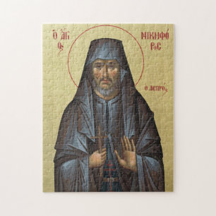 St. Nikephoros den spetälske Ortodox kristen ikon Pussel