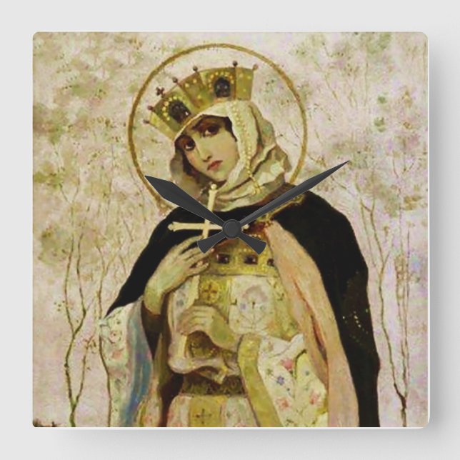 "St Olga" av Mikhail Nesterov Fyrkantig Klocka (Framsida)