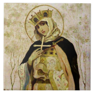 “St Olga” av Mikhail Nesterov Kakelplatta