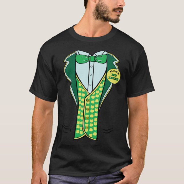 St Paddy s Green Tuxedo  Irish St Patrick s Leprec T Shirt (Framsida)